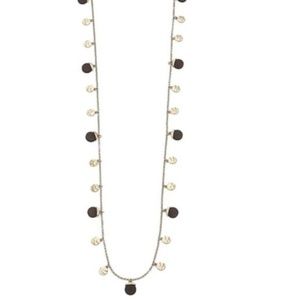 💎💎💎Canvas Goldtone & Wood Disc Necklace